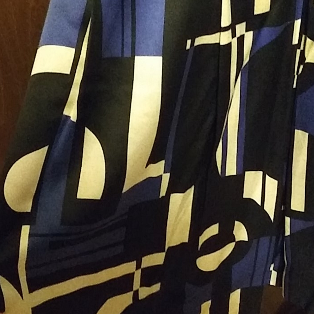 RALPH LAUREN SILK BLUE WHITE BLACK SKIRT - Picture 4 of 6